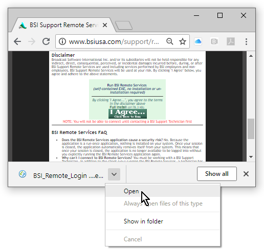 Figure 2, Open BSI_Remote_Login.exe